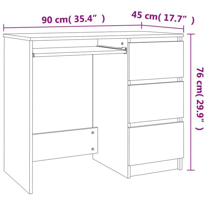 Desk High Gloss Black 90x45x76 cm Engineered Wood Payday Deals