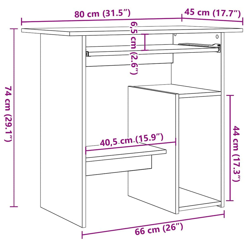 Desk Sonoma Oak 80x45x74 cm Engineered Wood Payday Deals