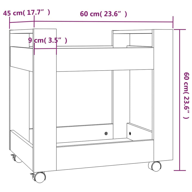 Desk Trolley Concrete Grey 60x45x60 cm Engineered Wood Payday Deals