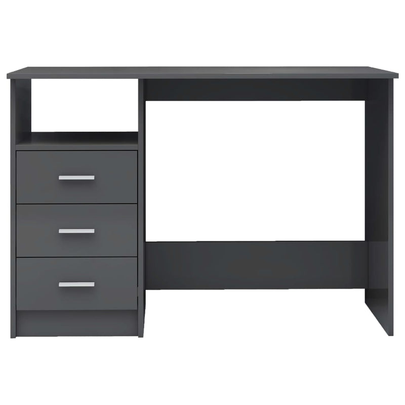 Desk with Drawers High Gloss Grey 43.3"x19.7"x29.9" Engineered Wood Payday Deals