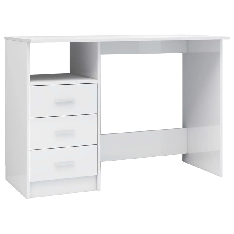 Desk with Drawers High Gloss White 110x50x76 cm Engineered Wood Payday Deals