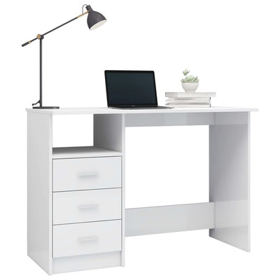 Desk with Drawers High Gloss White 110x50x76 cm Engineered Wood Payday Deals