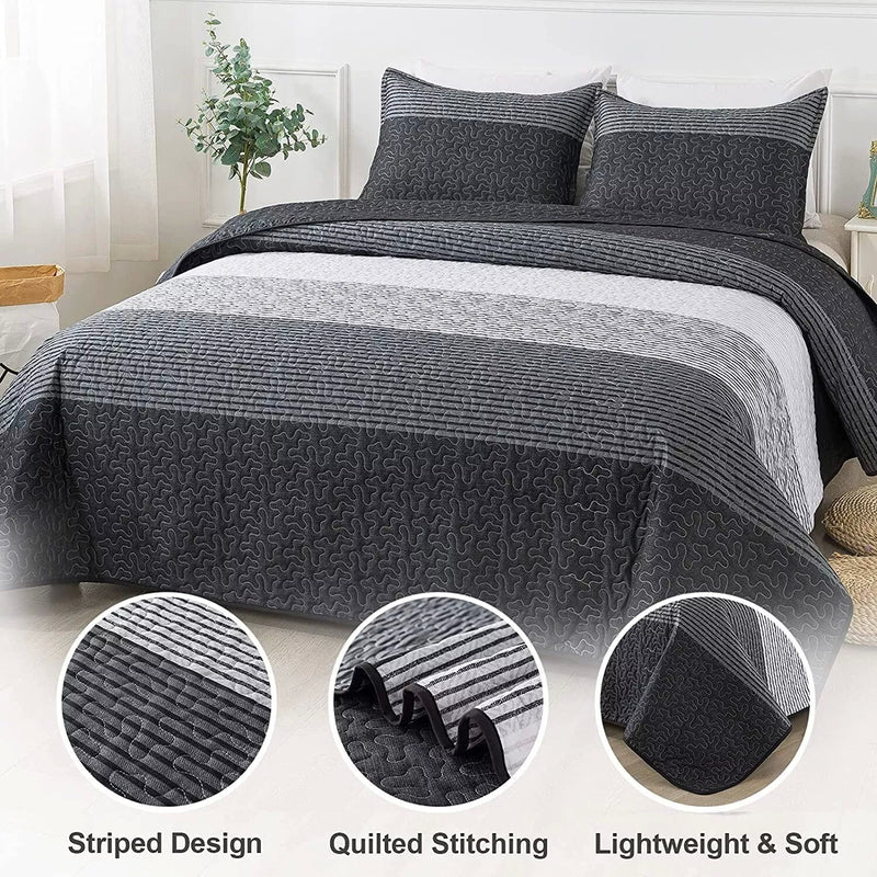 Detailed Quilted Bedspread and Pillowcases Set: A Signature of Quality and Style - Queen size Payday Deals