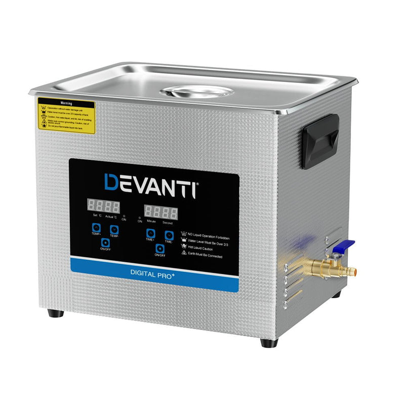 Devanti 10L Ultrasonic Cleaner Heater Cleaning Machine Timer Industrial 240W Payday Deals
