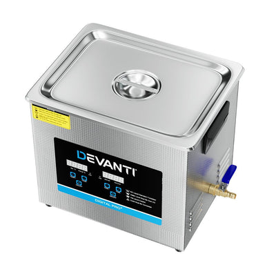 Devanti 10L Ultrasonic Cleaner Heater Cleaning Machine Timer Industrial 240W Payday Deals