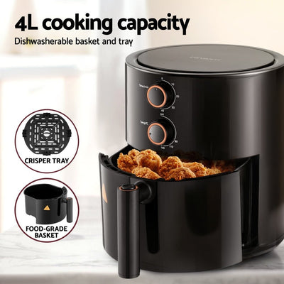 Devanti 4L Air Fryer Knob Control 1500W Payday Deals