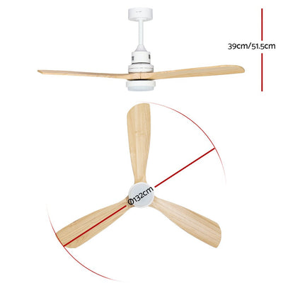 Devanti 52'' Ceiling Fan LED Light Remote Control Wooden Blades Timer Fans Payday Deals