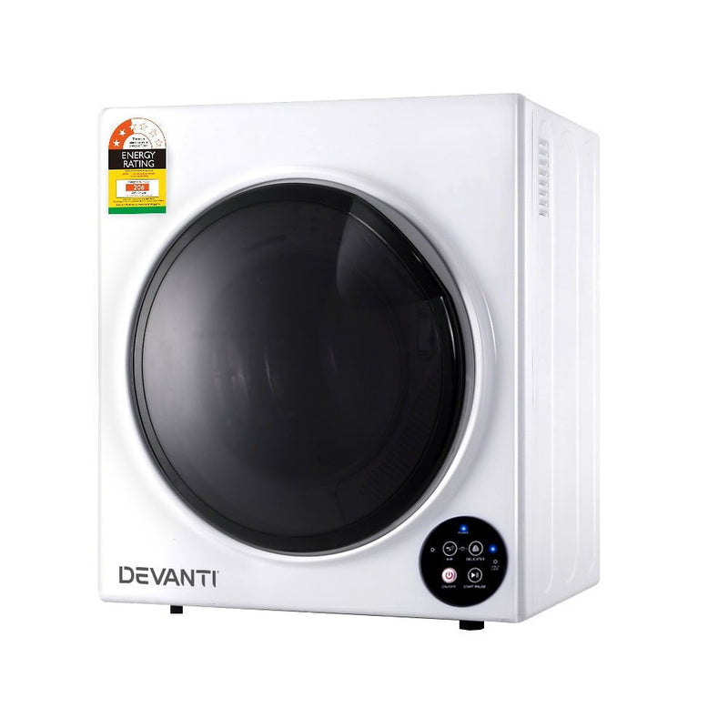 Devanti 5kg Tumble Dryer Fully Auto Wall Mount Kit Clothes Machine Vented White Payday Deals