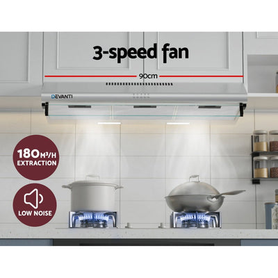 Devanti 900mm Range Hood 90cm Rangehood Stainless Steel Payday Deals