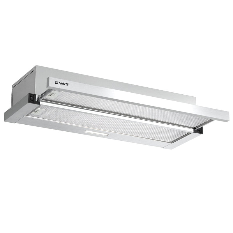 Devanti 900mm Range Hood 90cm Slide out Rangehood Stainless Steel Payday Deals