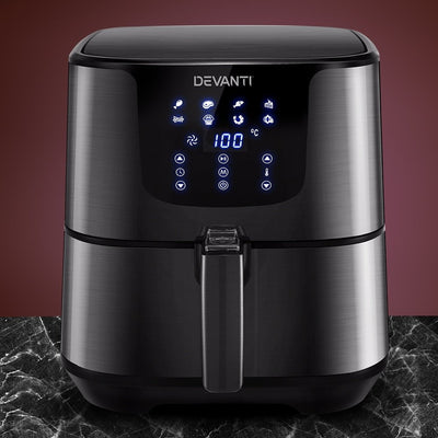 Devanti Air Fryer 7L LCD Fryers Oven Airfryer Kitchen Healthy Cooker Stainless Steel Payday Deals