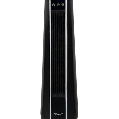 Devanti Electric Ceramic Tower Fan Heater Portable Oscillating Remote Control 2400W Black Payday Deals