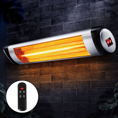 Devanti Electric Radiant Heater Patio Strip Heaters Infrared Indoor Outdoor Patio Remote Control 2000W Payday Deals