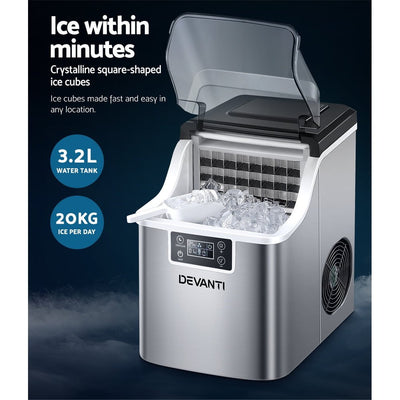 Devanti Ice Maker Machine Commercial Portable Ice Cube Tray Countertop 3.2L Payday Deals