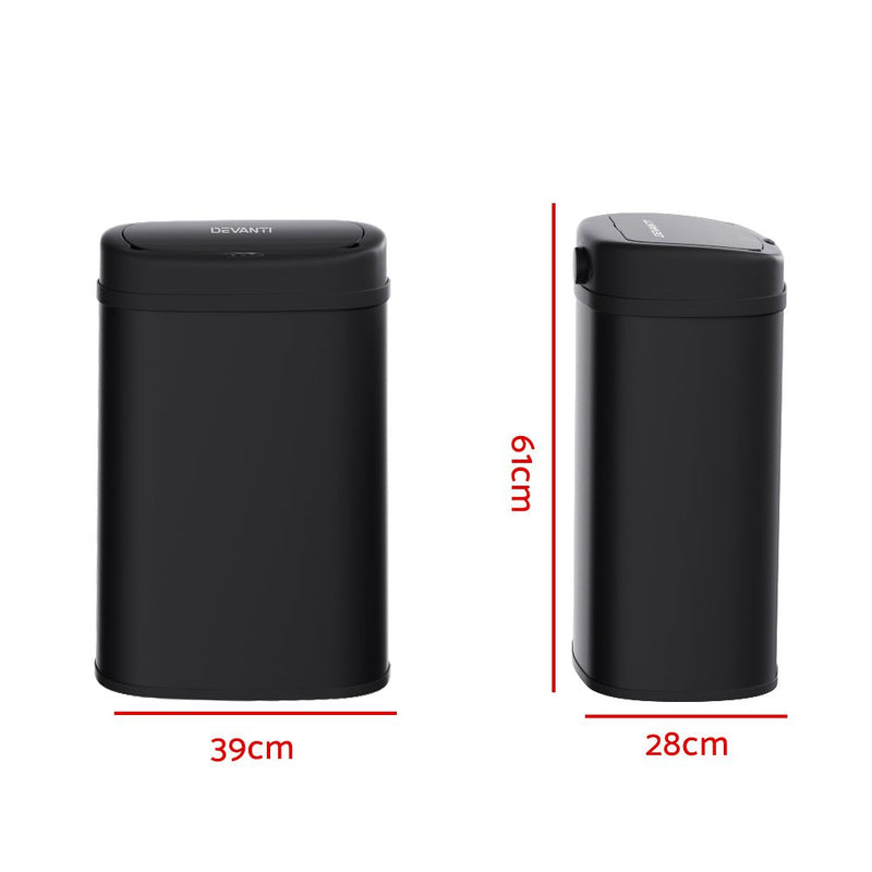 Devanti Sensor Bin 50L Motion Rubbish Trash Can Auto Touch Free Kitchen Black Payday Deals