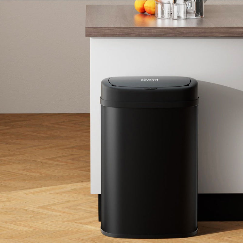 Devanti Sensor Bin 50L Motion Rubbish Trash Can Auto Touch Free Kitchen Black Payday Deals