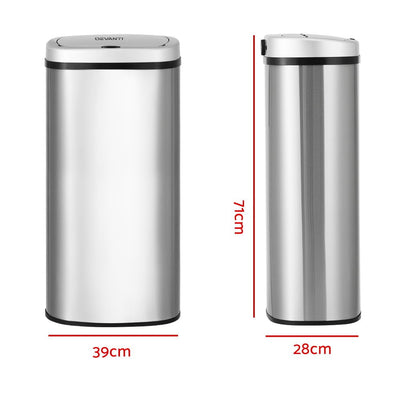 Devanti Sensor Bin 60L Motion Rubbish Stainless Trash Can Automatic Touch Free Payday Deals