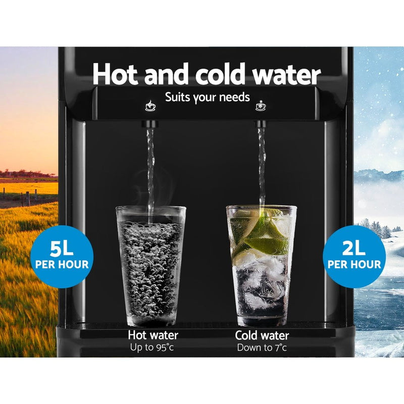 Devanti Water Cooler Dispenser Bench Top Cold Hot Two Taps Instant Machine Black Payday Deals