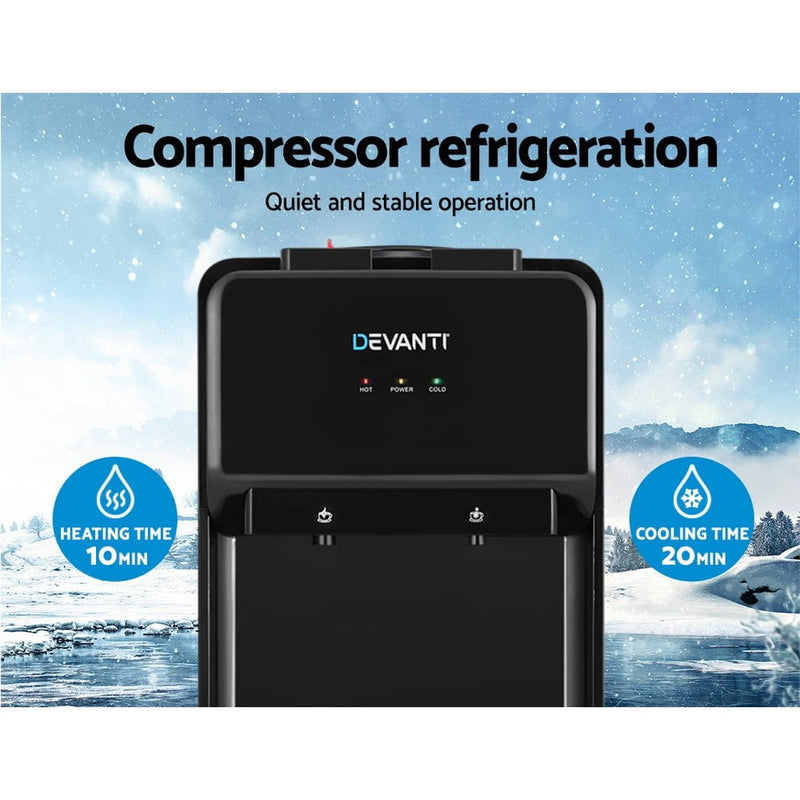 Devanti Water Cooler Dispenser Bench Top Cold Hot Two Taps Instant Machine Black Payday Deals