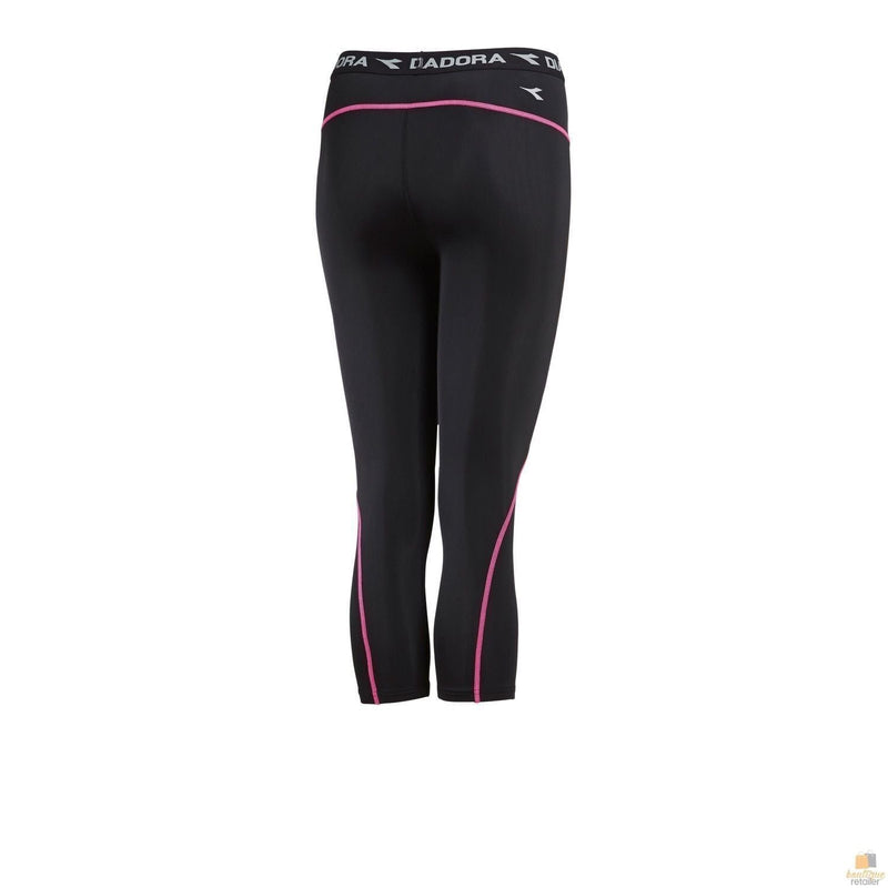 Diadora Ladies Compression Sports 3/4 Tights Gym Yoga - Black/Pink - 8 Payday Deals