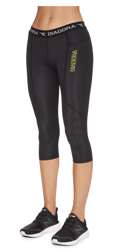 DIADORA Ladies Compression Sports 3/4 Tights Gym Yoga Thermals - Black - 16 Payday Deals