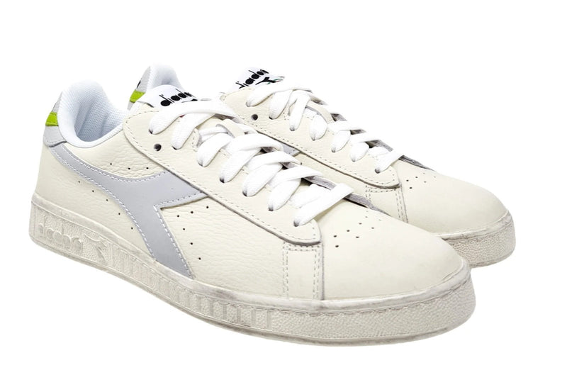 Diadora Mens Game Low Waxed Casual Shoes - White/Glacier Grey Payday Deals
