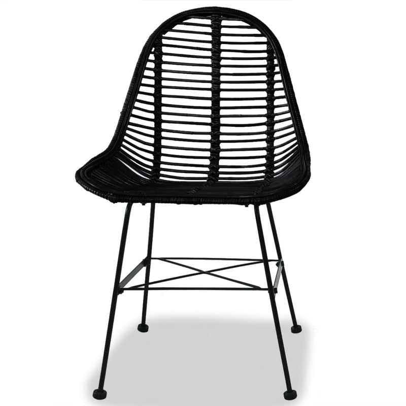 Dining Chairs 2 pcs Black Natural Rattan Payday Deals