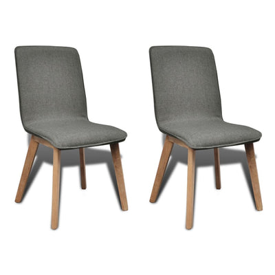 Dining Chairs 2 pcs Light Grey Fabric and Solid Oak Wood Payday Deals