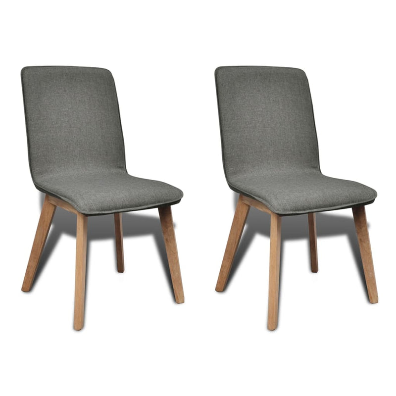Dining Chairs 2 pcs Light Grey Fabric and Solid Oak Wood Payday Deals