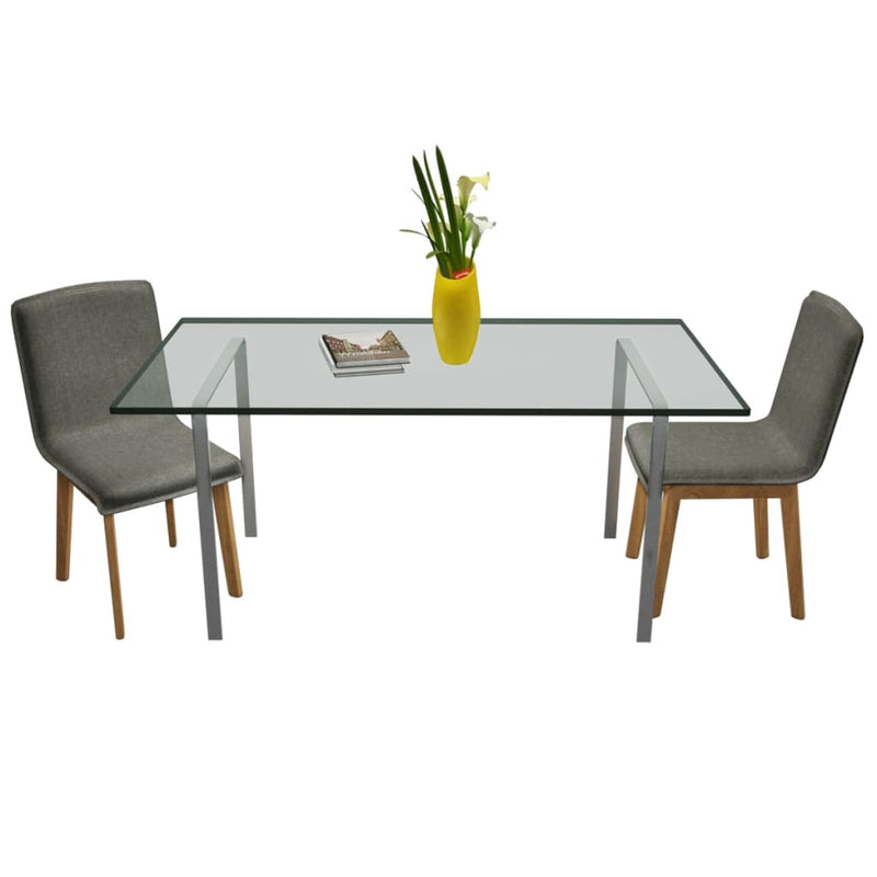 Dining Chairs 2 pcs Light Grey Fabric and Solid Oak Wood Payday Deals
