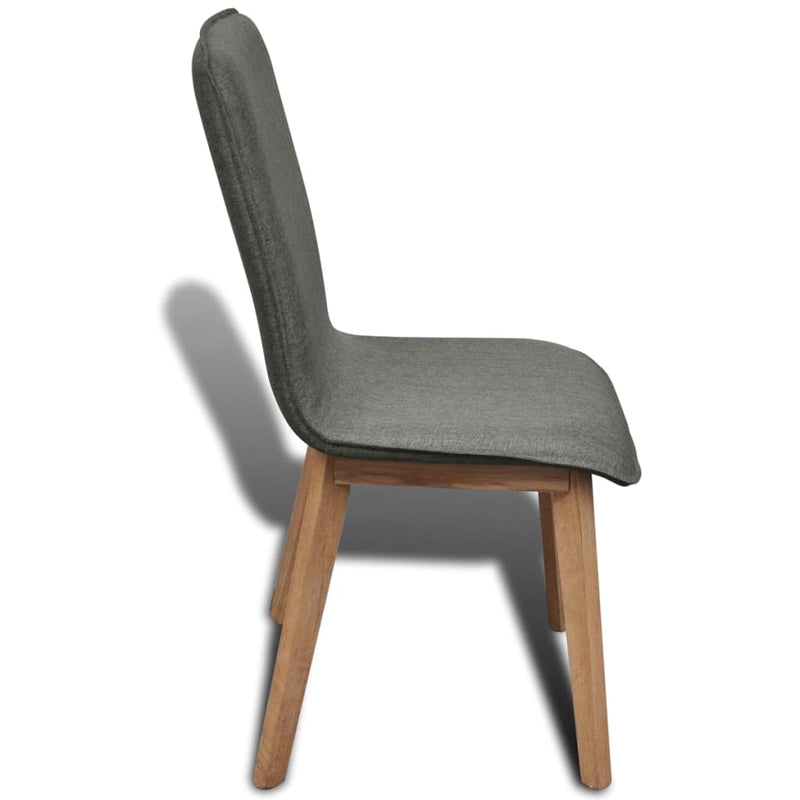 Dining Chairs 2 pcs Light Grey Fabric and Solid Oak Wood Payday Deals