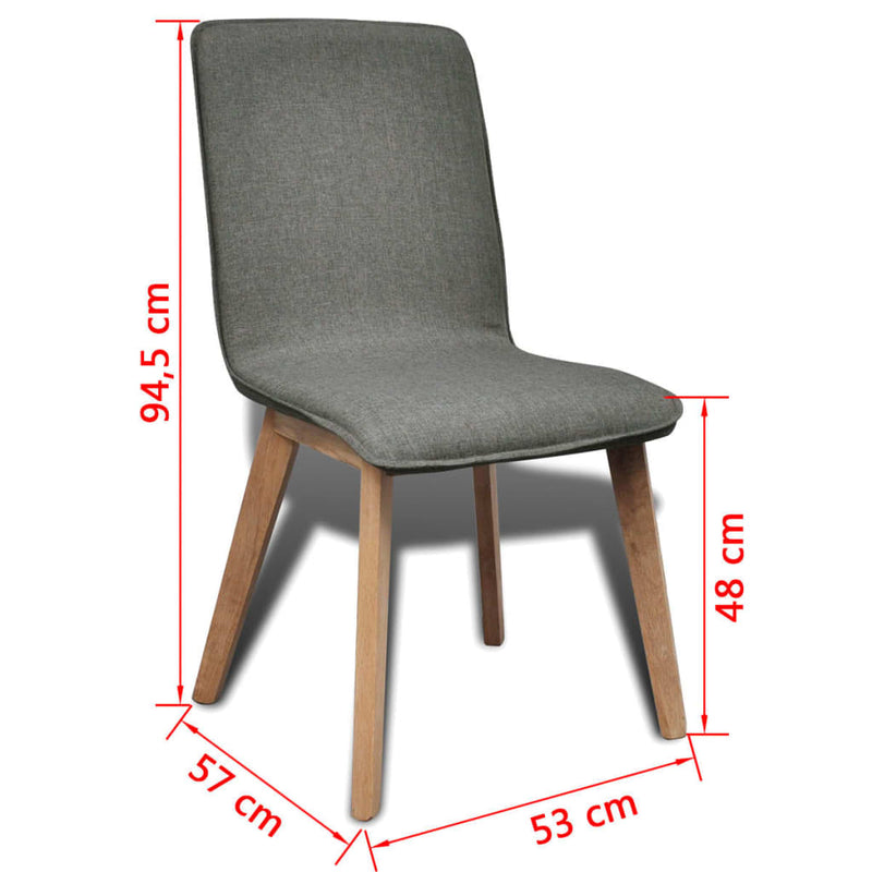 Dining Chairs 2 pcs Light Grey Fabric and Solid Oak Wood Payday Deals