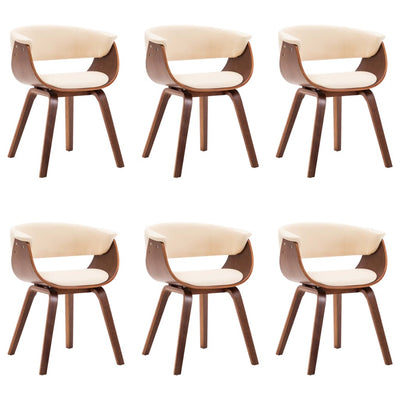 Dining Chairs 6 pcs Cream Bent Wood and Faux Leather Payday Deals