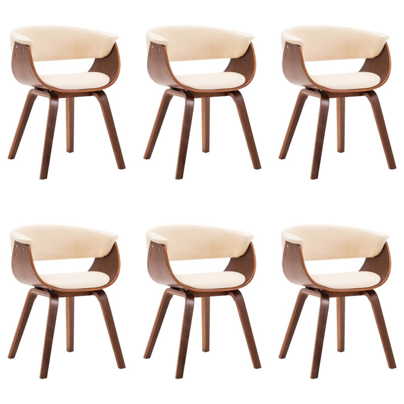 Dining Chairs 6 pcs Cream Bent Wood and Faux Leather Payday Deals