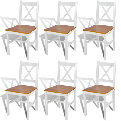 Dining Chairs 6 pcs White Pinewood Payday Deals