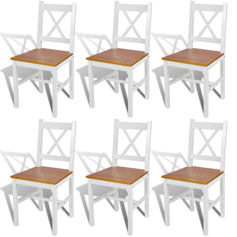 Dining Chairs 6 pcs White Pinewood Payday Deals