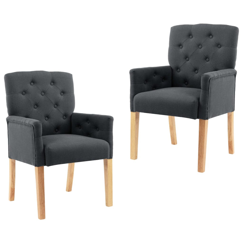 Dining Chairs with Armrests 2 pcs Grey Fabric Payday Deals