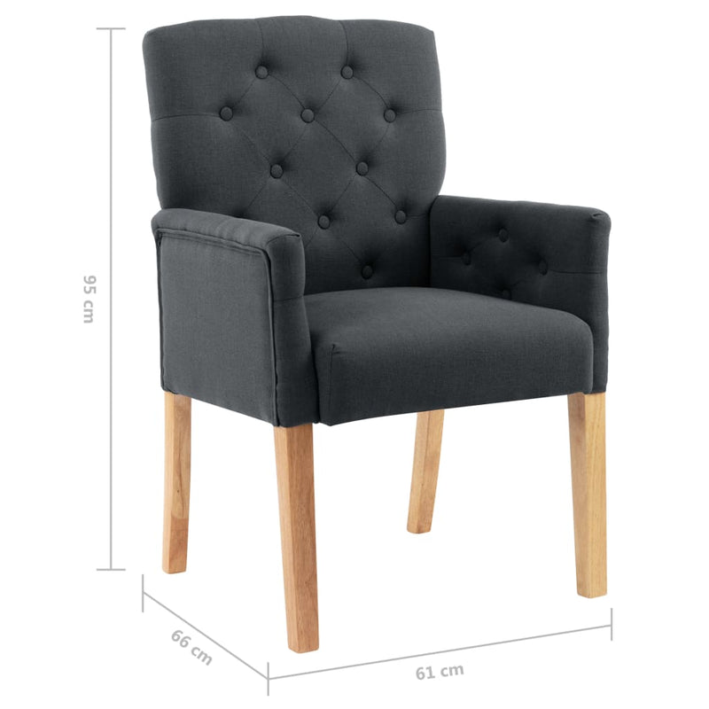 Dining Chairs with Armrests 2 pcs Grey Fabric Payday Deals