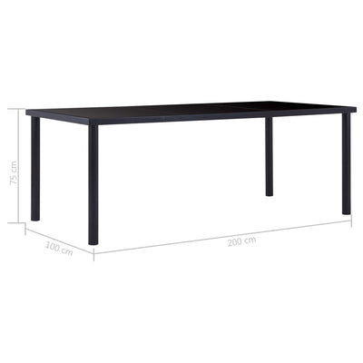 Dining Table Black 200x100x75 cm Tempered Glass Payday Deals