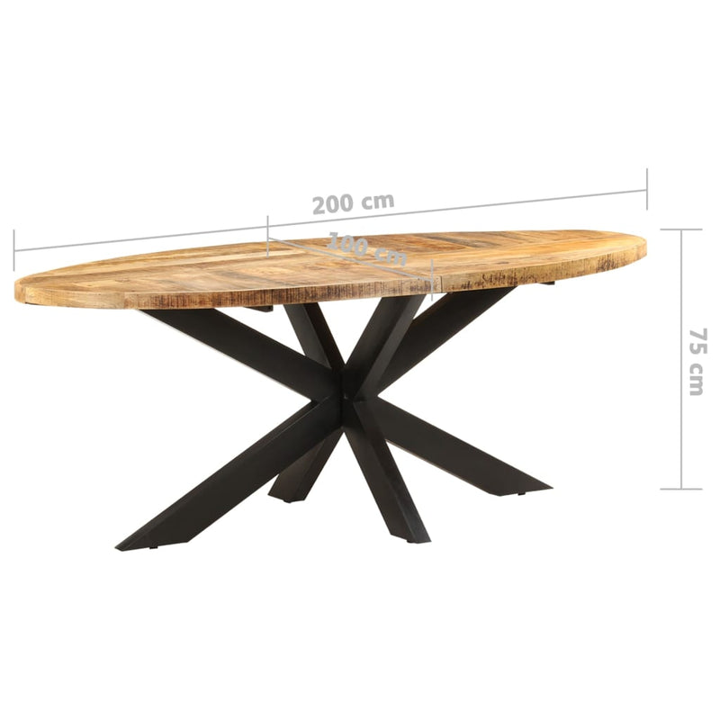 Dining Table Oval 200x100x75 cm Rough Mango Wood Payday Deals