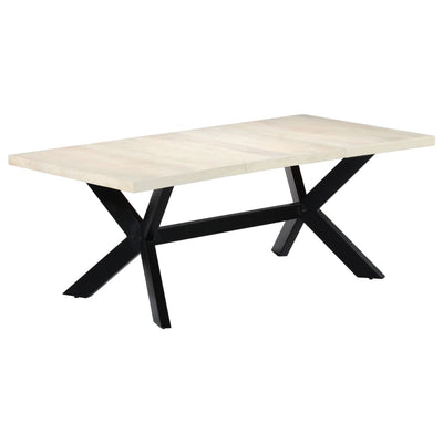 Dining Table White 200x100x75 cm Solid Mango Wood Payday Deals