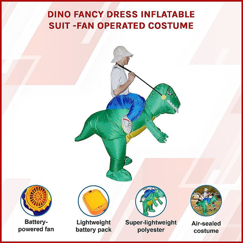 DINO Fancy Dress Inflatable Suit -Fan Operated Costume Payday Deals