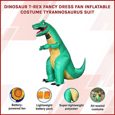 Dinosaur T-Rex Fancy Dress Fan Inflatable Costume Tyrannosaurus Suit Payday Deals