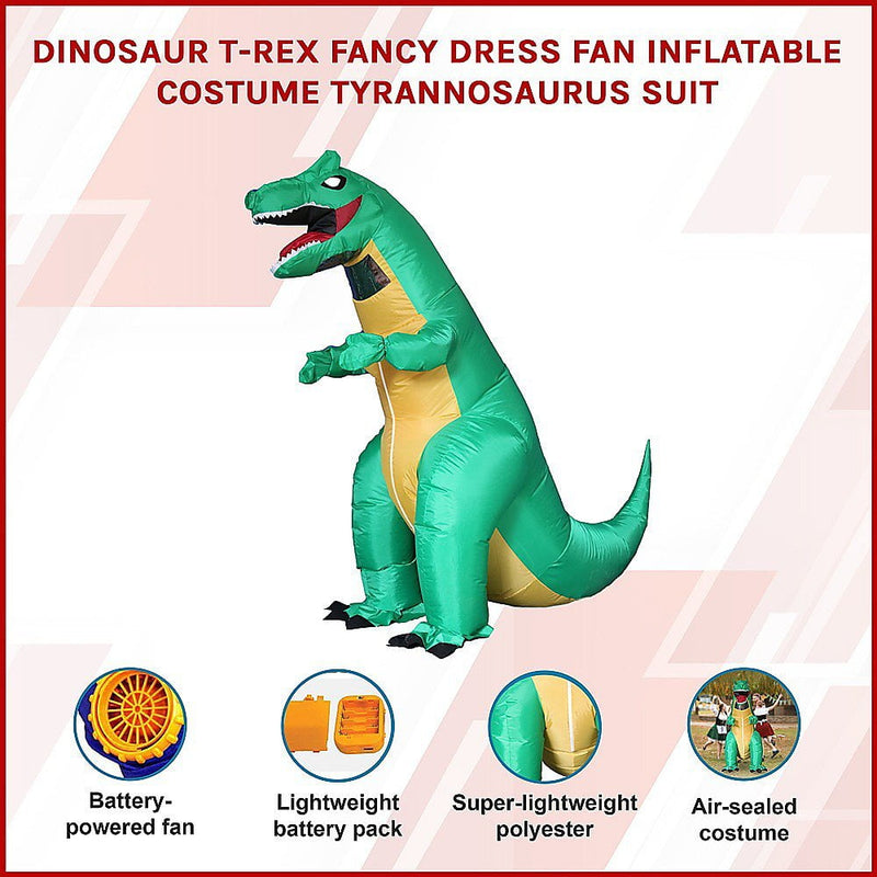 Dinosaur T-Rex Fancy Dress Fan Inflatable Costume Tyrannosaurus Suit Payday Deals