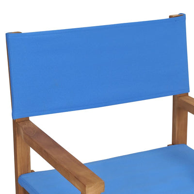 Director's Chair Solid Teak Wood Blue Payday Deals