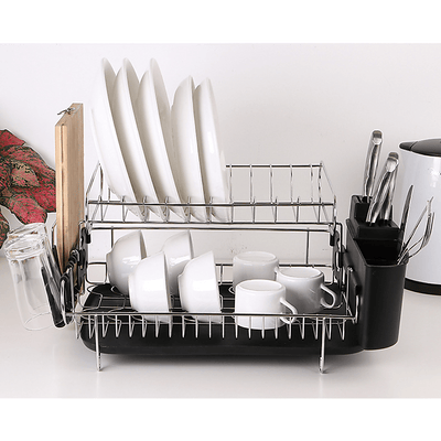 Dish Drying Rack Drainer Cup Plate Holder Cutlery Tray Kitchen Organiser Payday Deals
