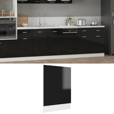 Dishwasher Panel High Gloss Black 45x3x67 cm Engineered Wood Payday Deals