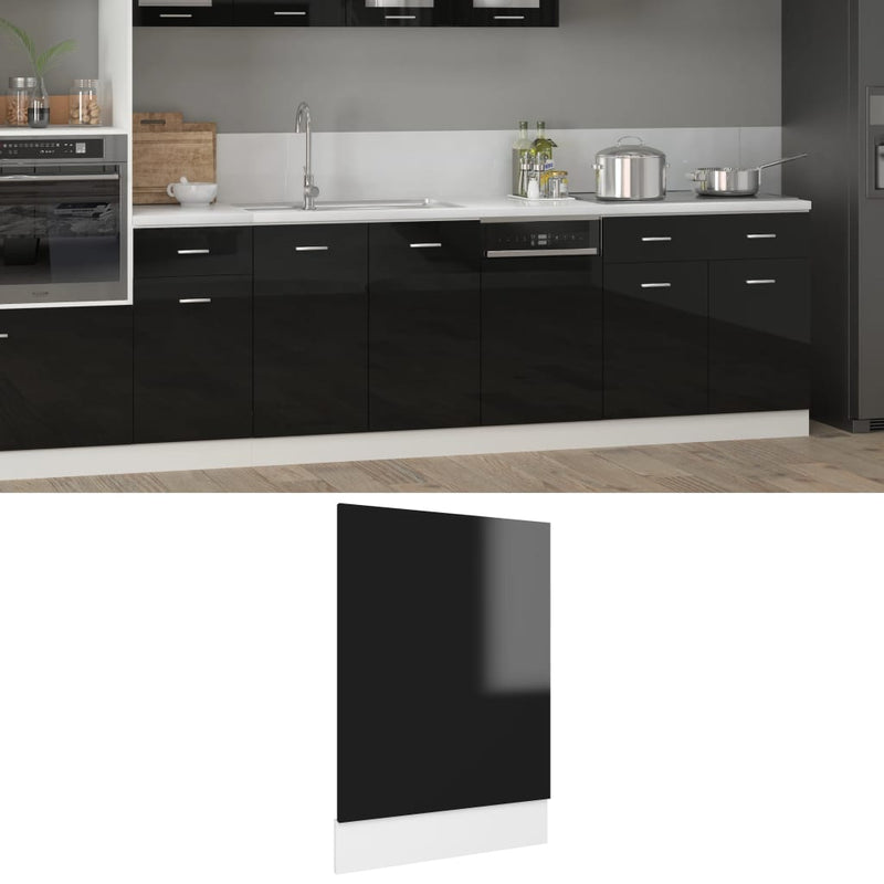 Dishwasher Panel High Gloss Black 45x3x67 cm Engineered Wood Payday Deals