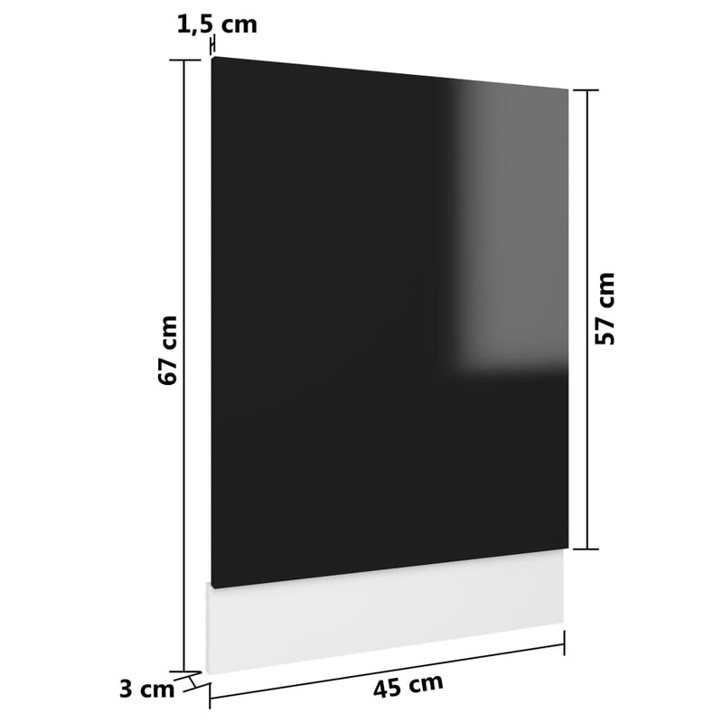 Dishwasher Panel High Gloss Black 45x3x67 cm Engineered Wood Payday Deals