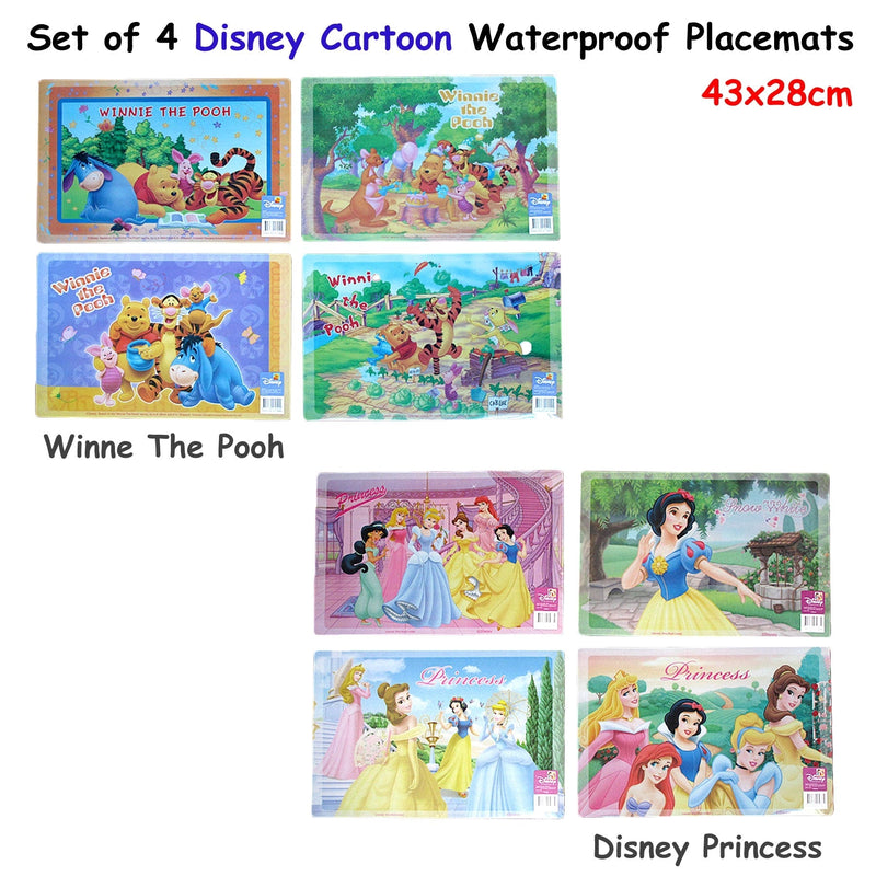 Disney Set of 4 Disney Cartoon Waterproof Placemats Princess Payday Deals